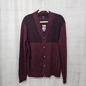 Alfani Cardigan Maroon Grandpacore Cabin Academia Cotton Preppy L NWT